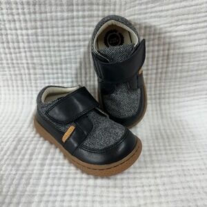 Livie & Luca Maverick Boy Shoes Size 7 Toddler Black Herringbone Textile Leather